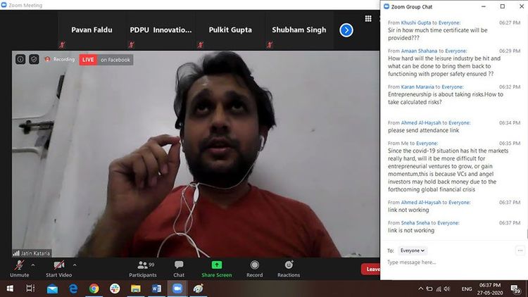 Webinar on 'Entrepreneurship, Leadership and Management' by Mr. Jatin Kataria